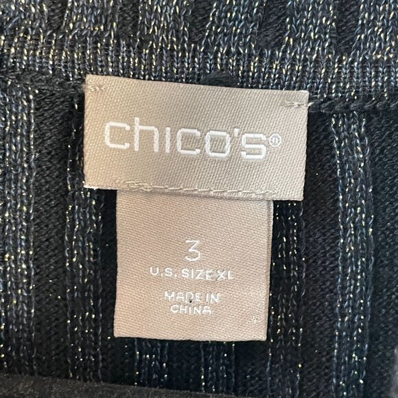 NEW Chicos Womens XL Metallic Lurex Ribbed Coolmax Turtleneck Pullover Sweater - Picture 3 of 13